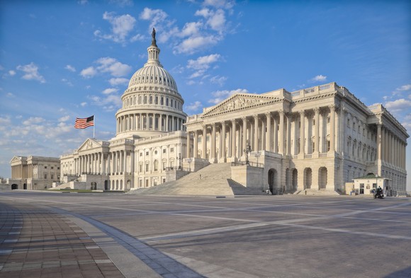 Congress Capitol Hill under a blue sky.