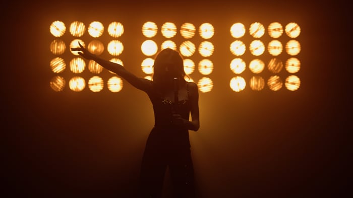 A music artist performing at a concert.