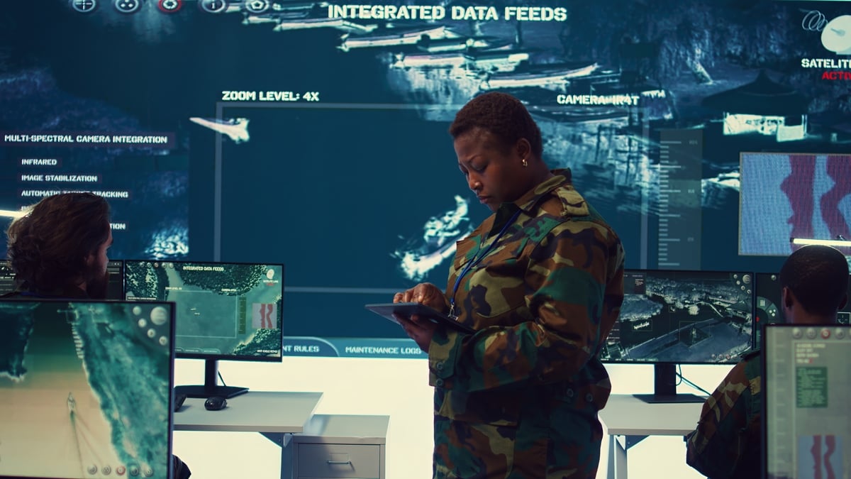 Army people with technology and data