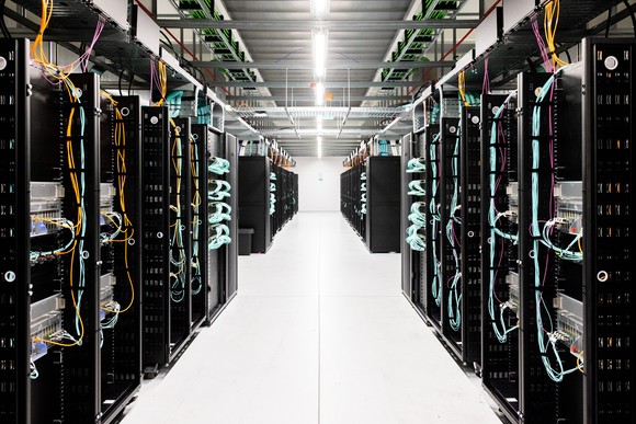 A row of AI servers in Nebius' Finland data center.