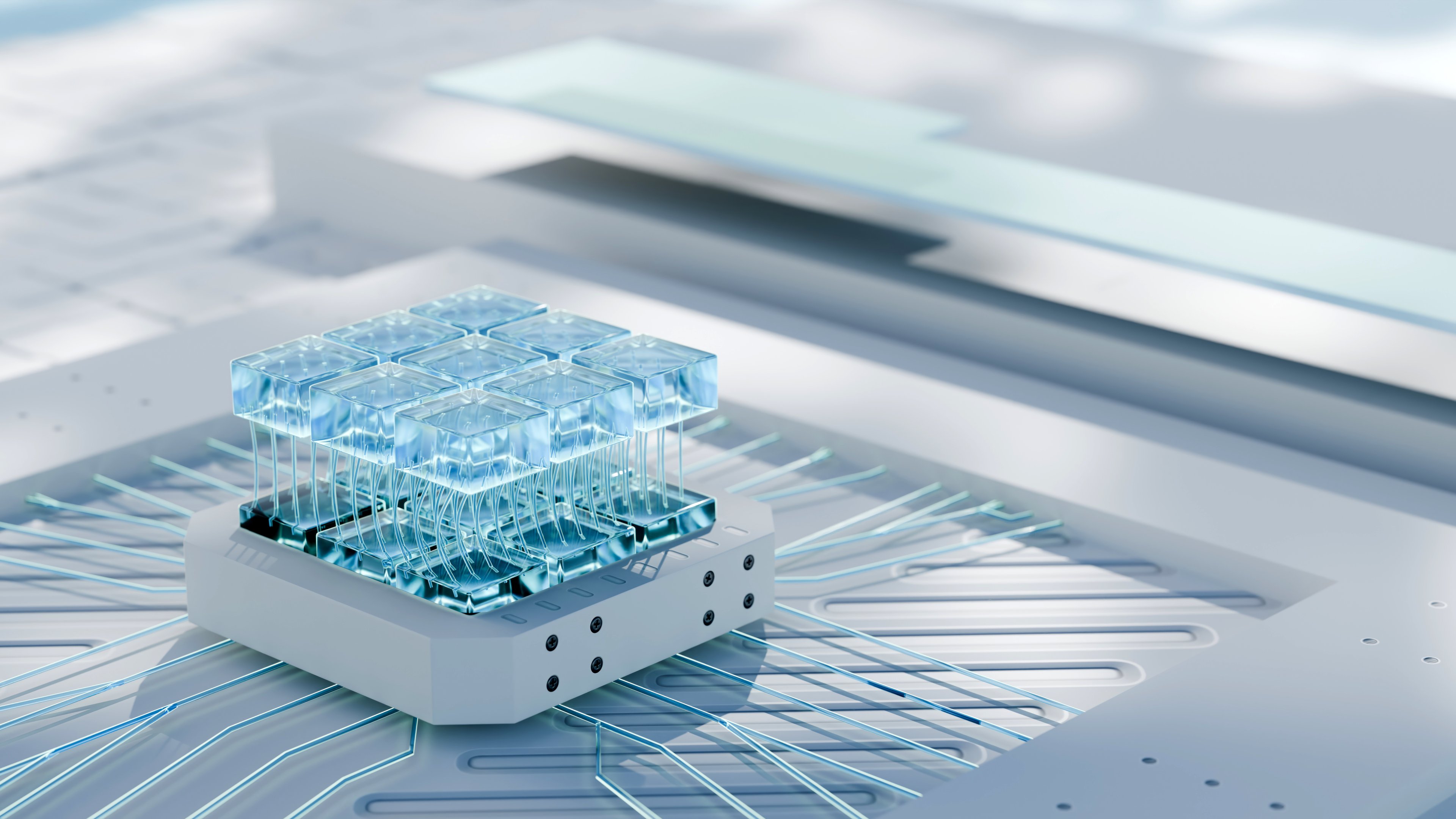 A high-performance GPU powering an AI model.