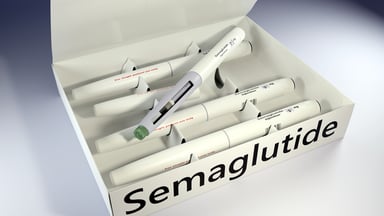 GLP-1 Semaglutide injector pens in a box