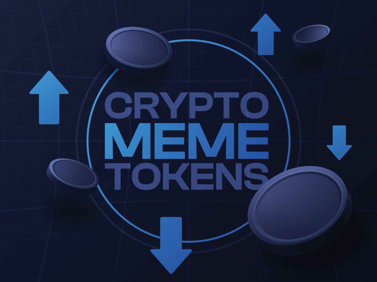 Crypto meme tokens graphic.