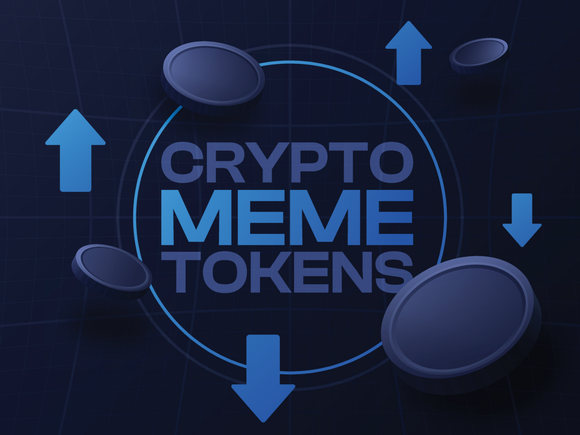 Crypto meme tokens graphic.