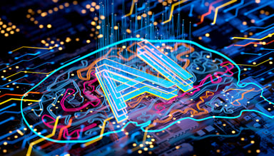 Digital AI on a digital circuitboard.