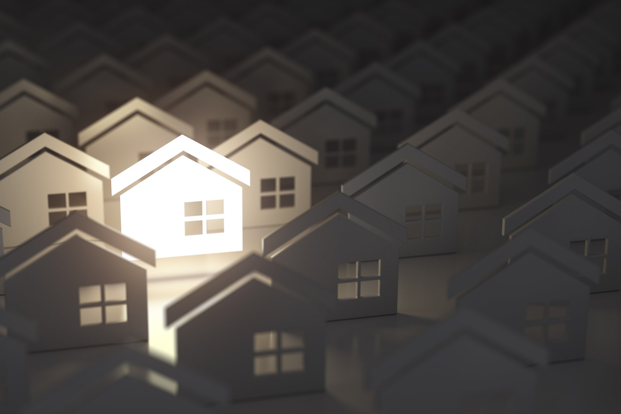 cardboard cutouts of houses