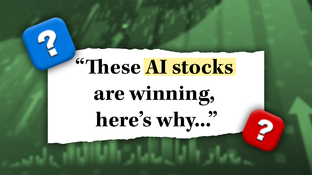 An image that reads "These AI stocks are winning, here's why..."