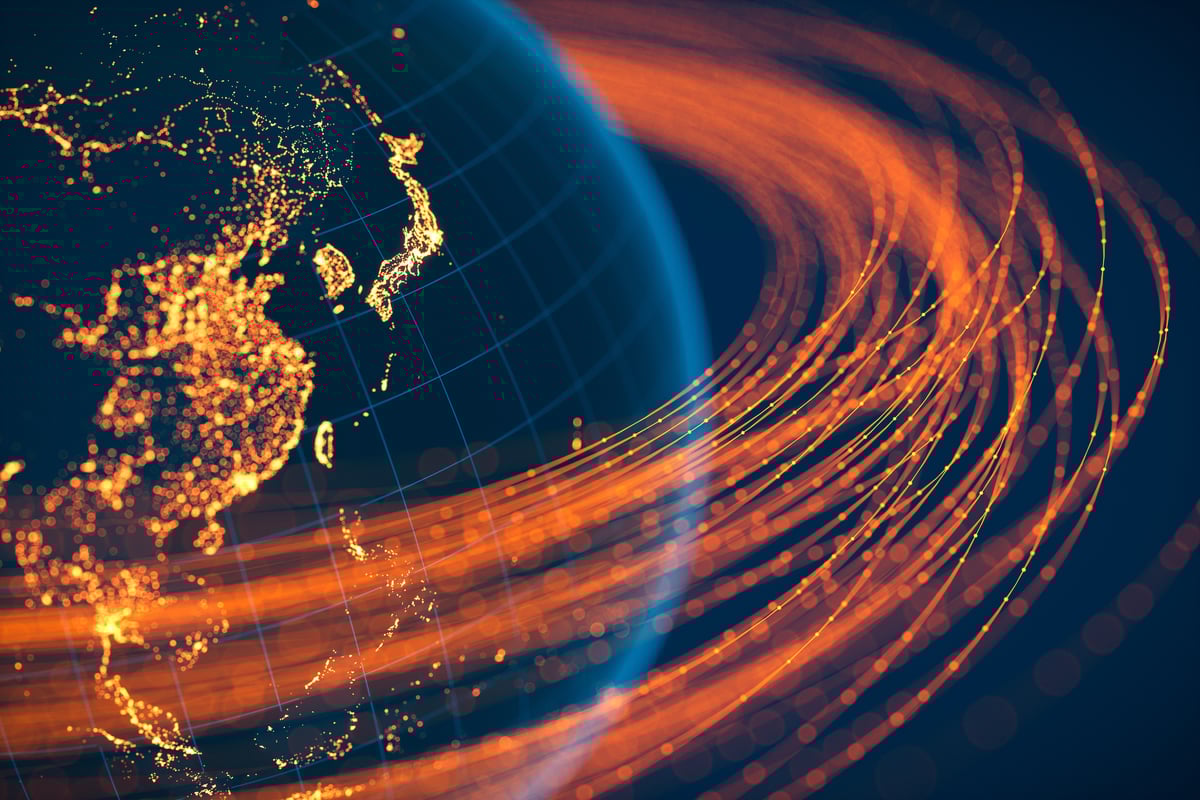 Satellite traffic around the globe. 