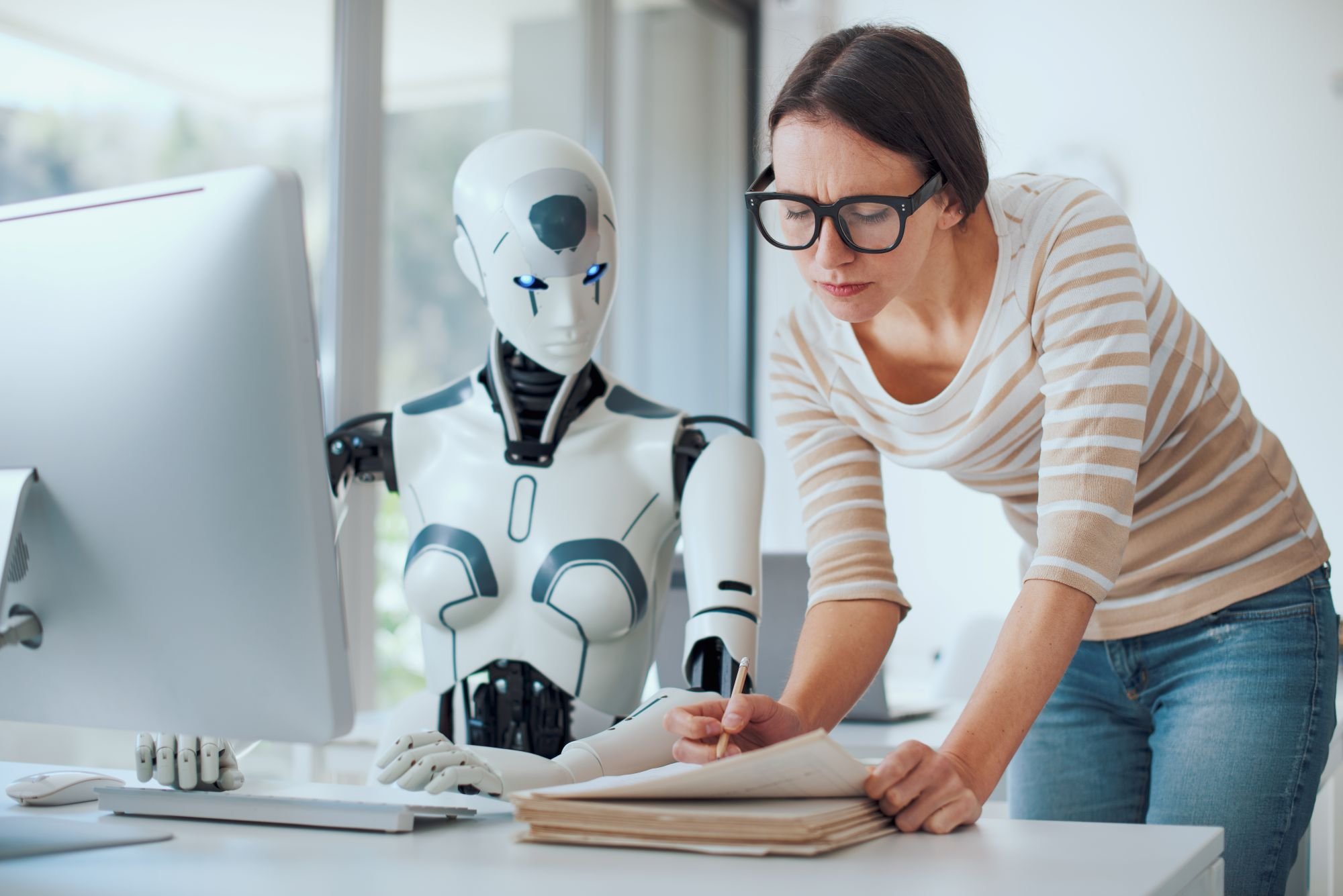 A robot working with a human