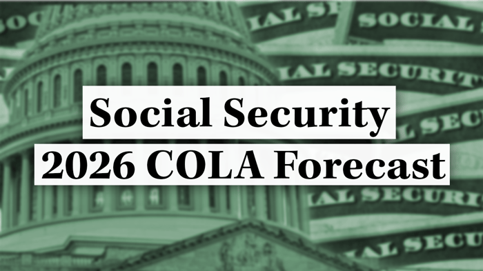 Image that reads "Social Security 2026 COLA Forecast"