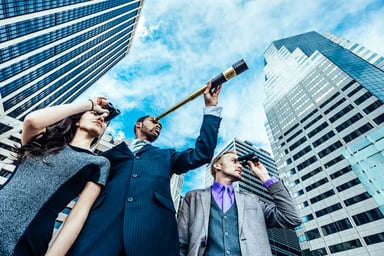 3 business people binoculars