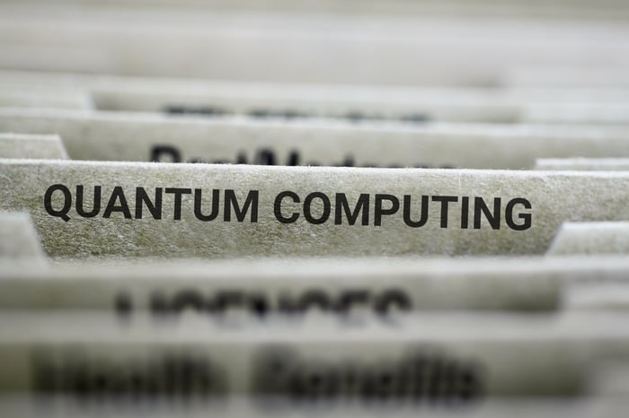 A folder labeled quantum computing in a series of folders. 
