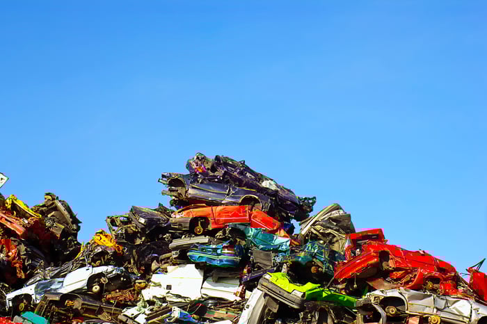 Automotive salvage yard.