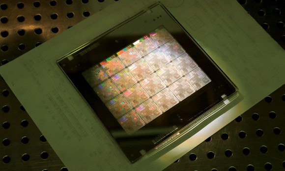 A silicon wafer.