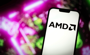 AMD logo on a phone