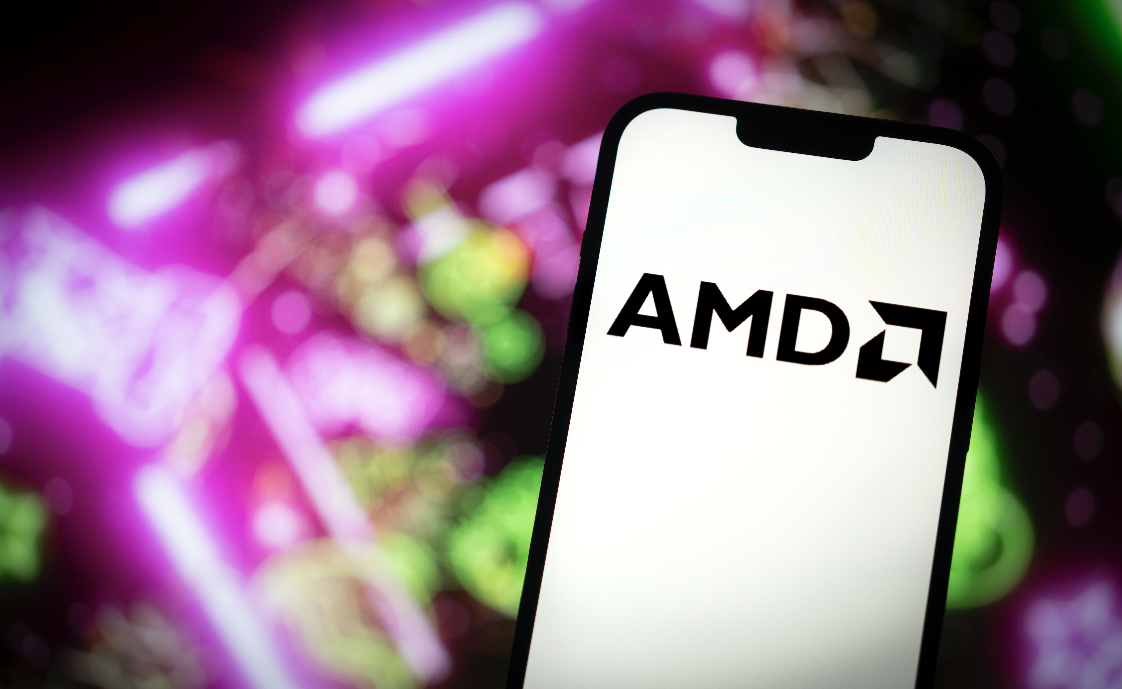 AMD logo on a phone