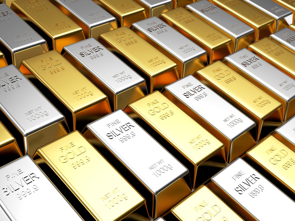 Gold and silver bars. 