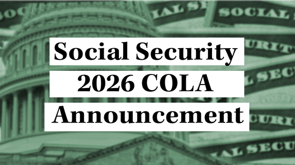 The words "2026 Social Security COLA Announcement" superimposed on picture of U.S. Capitol building.