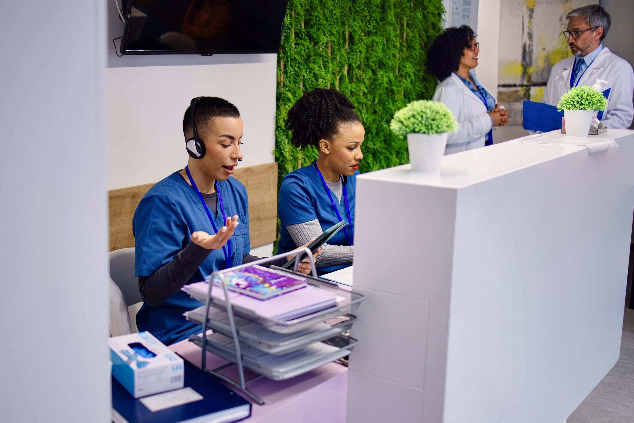 A nurses station at a hospital.