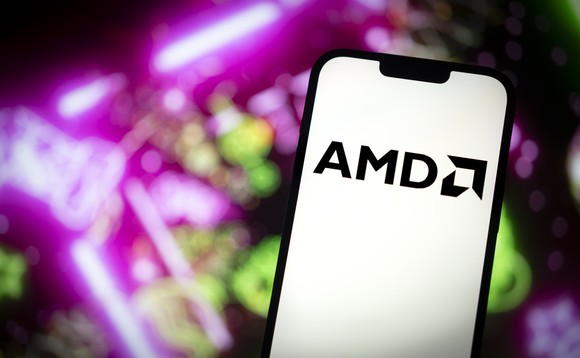 AMD logo on a smartphone.