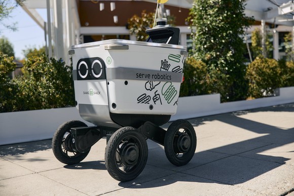 A Serve robot delivering Shake Shack food.
