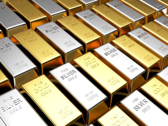 Gold and silver bars.