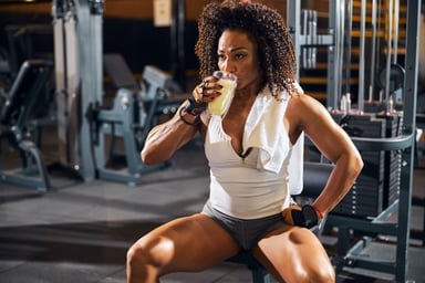 Bodybuilder Drinks Protein Shake