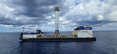 New Glenn on landing barge. IS Blue Origin.