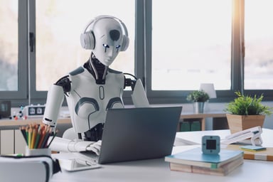 robot wearing headphones