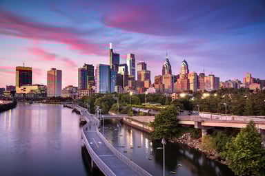 Philadelphia skyline and river