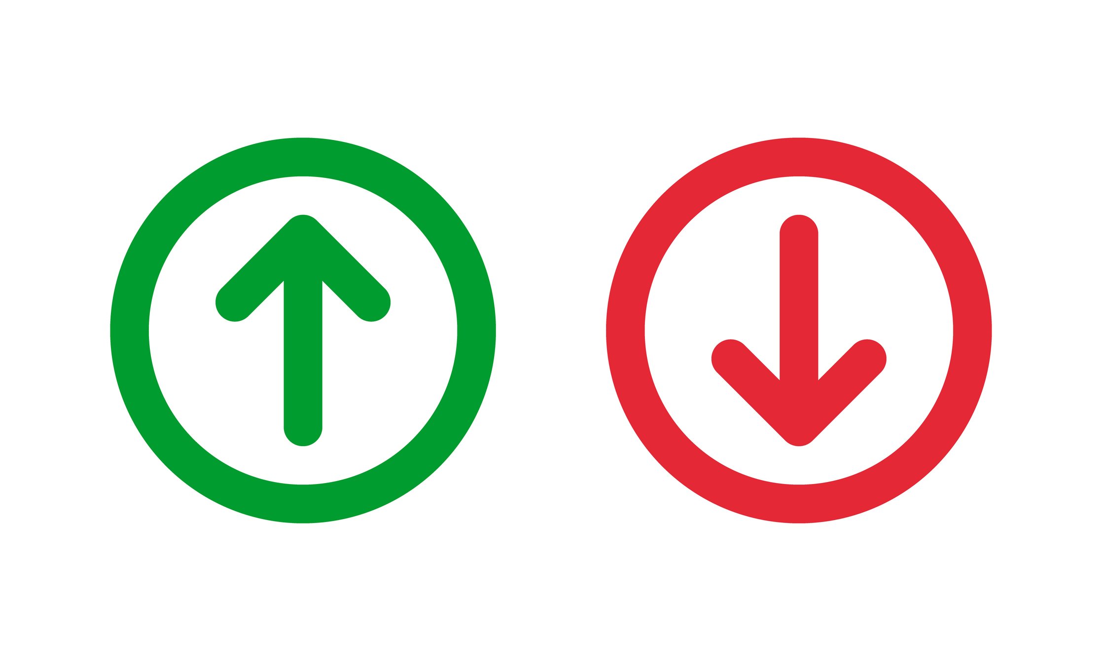 Green up button and red down button