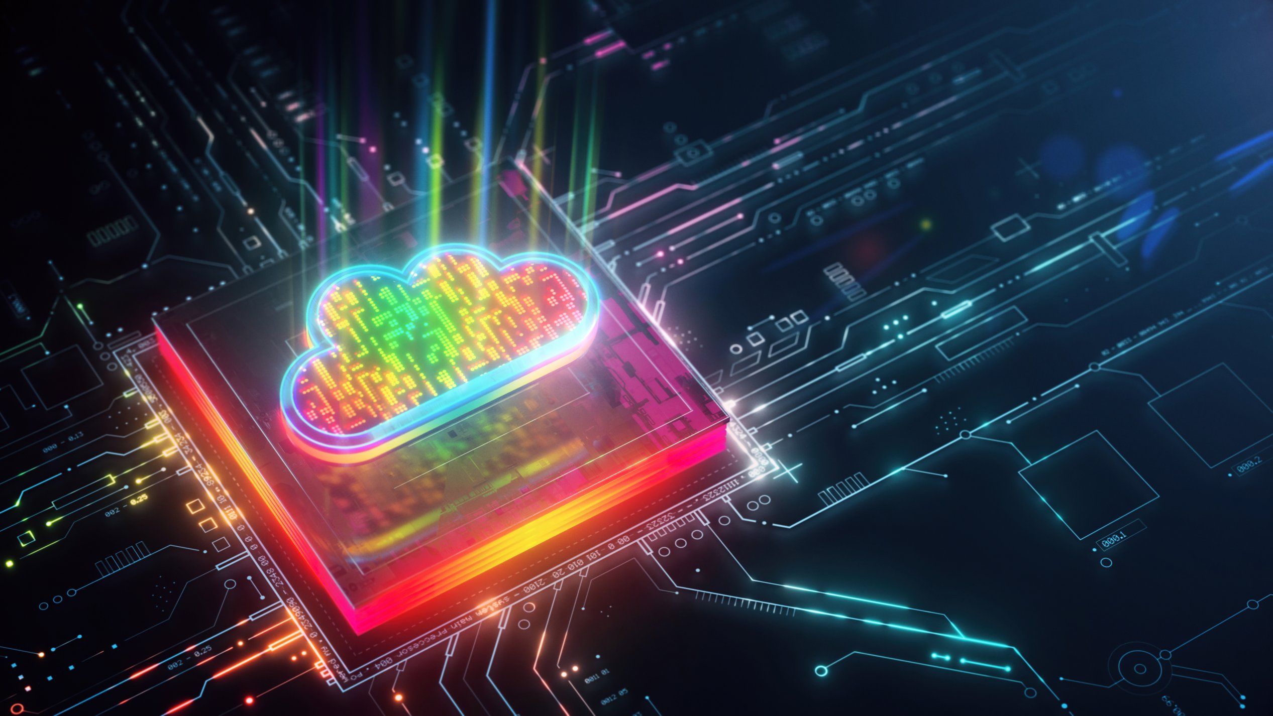An illustratiion of a cloud application running on a chip.