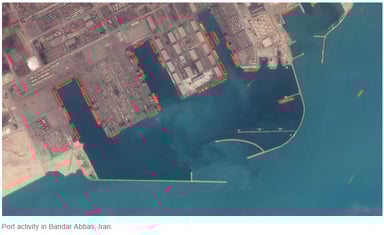Port activity in Bandar Abbas, Iran. IS Planet Labs.