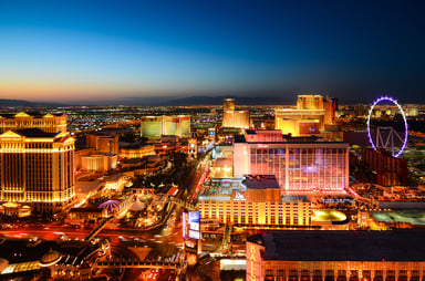 Aerial view of Las Vegas Nevada at night