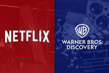 NFLX WBD logos red and blue