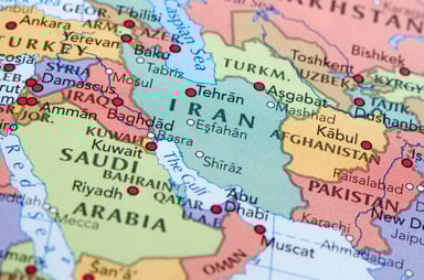 Map of Iran and Strait of Hormuz 
