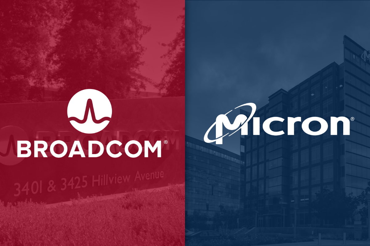 Micron and Broadcom logos