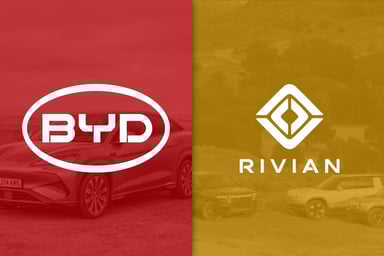 BYD and Rivian logos