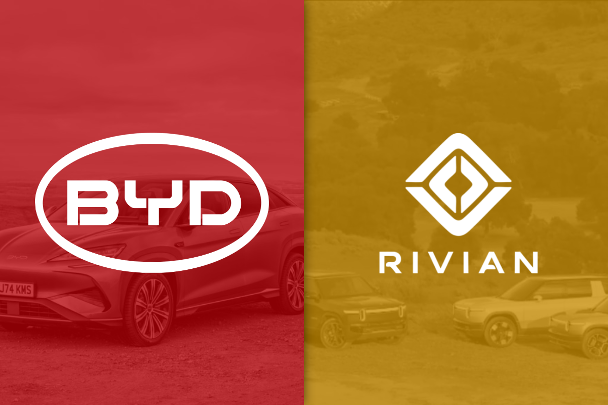 BYD and Rivian logos