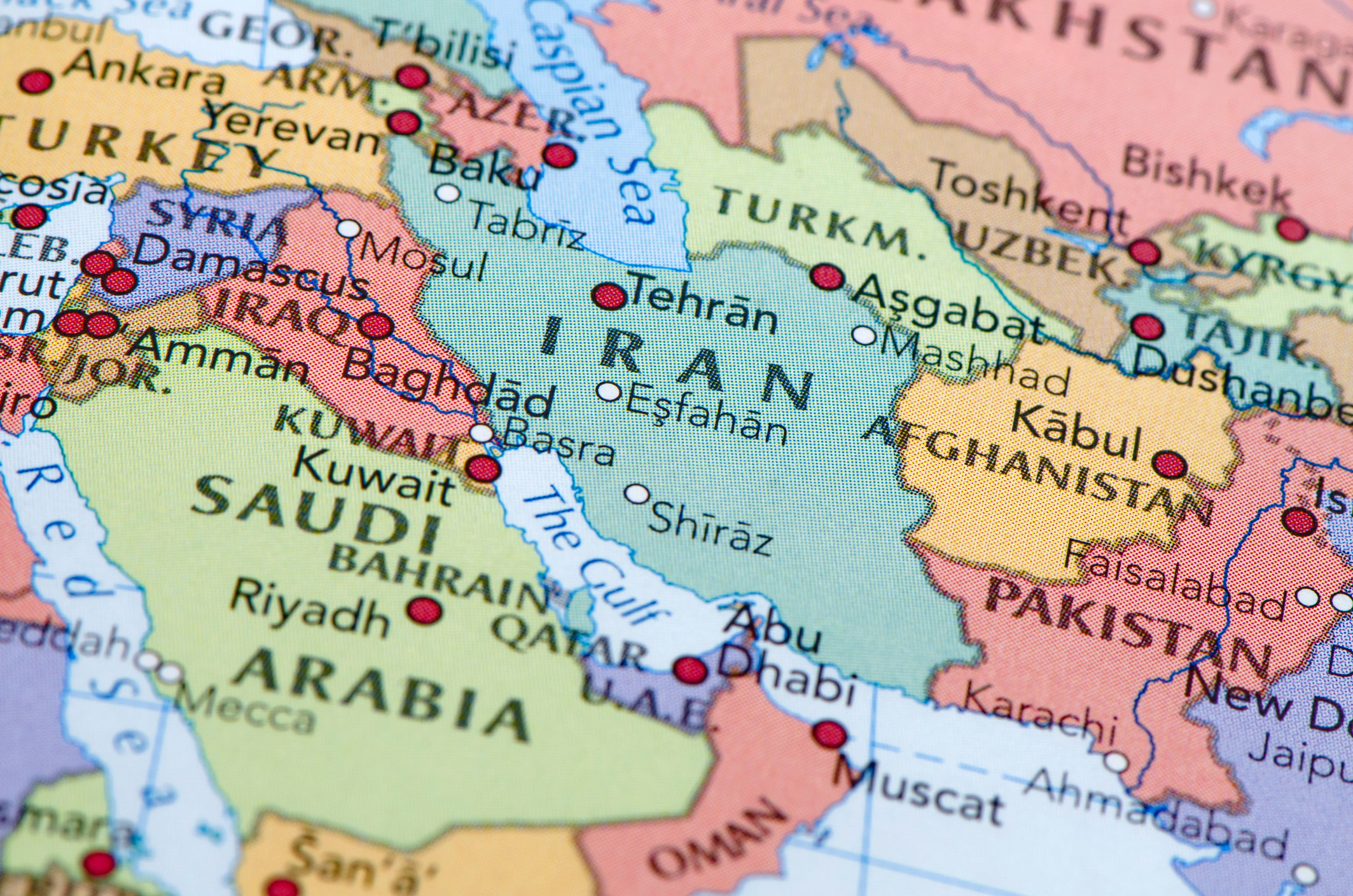 Iran centered on a map.