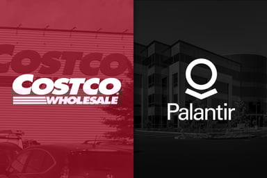 Costco and Palantir logos over company images