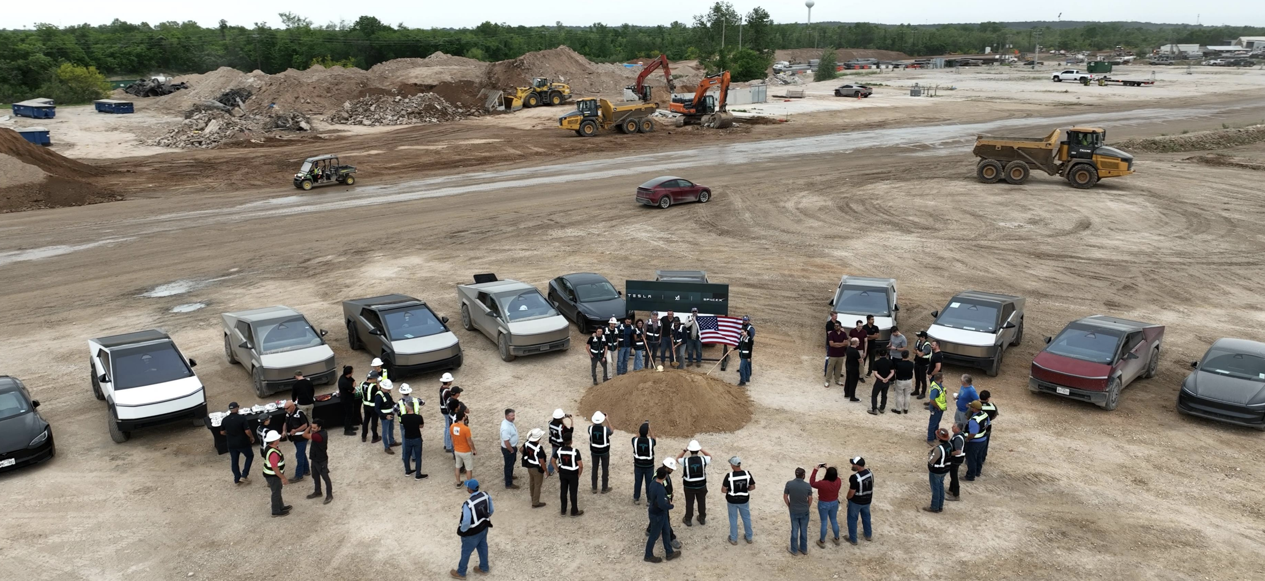 Groundbreaking ceremony at the Tesla, xAI, and SpaceX research fab plant. 
