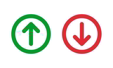 Green up button and red down button.