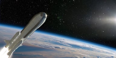 A rocket in space