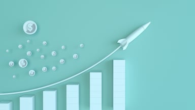 GettyImages-rocket bar graph dollar coins