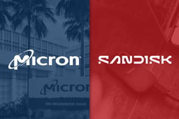 Micron and Sandisk logos side by side