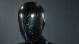AI android black robot head