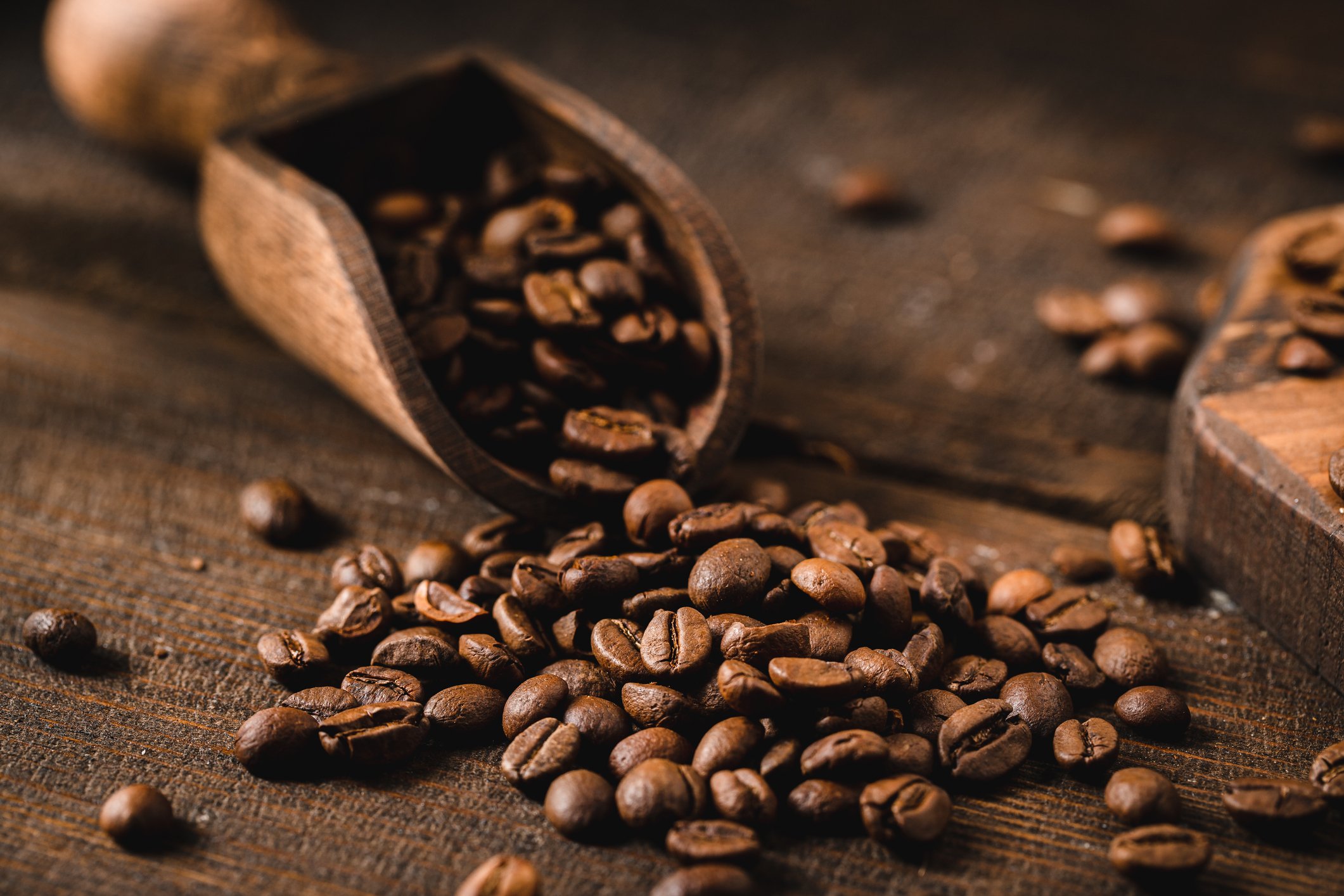 Coffee beans and scoop