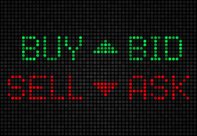 Stock exchange board, buy, sell, bid, ask 