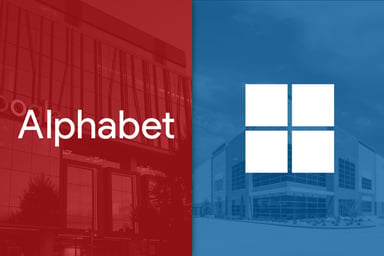 Alphabet and Microsoft logos side by side